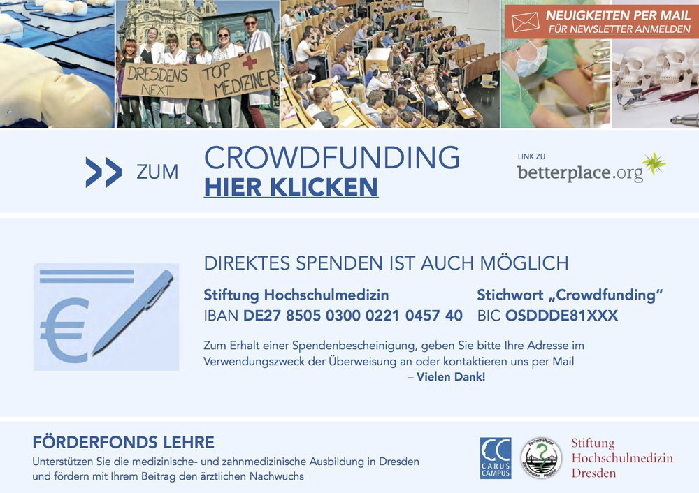 Banner Spenden Fit für die Klinik Crowdfunding Medizin Dresden